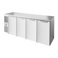 Réfrigérateur de bar arrière True 92" à quatre portes en acier inoxydable