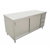 Omcan 44196 60" Stainless Steel Work Table With Cabinet Featuring Sliding Doors And Drawers