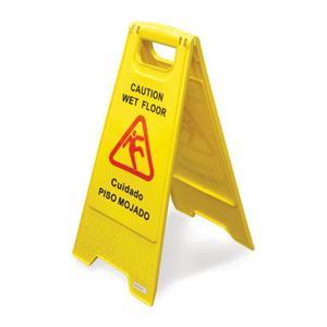 Omcan 24414 Professional Safety Floor Sign - Bright Yellow Foldable Caution Hazard Alert yellow foldable wet floor caution sign with slip hazard icon