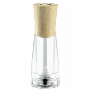 Omcan 43669 10-Inch Classic Wooden Restaurant Pepper Grinder Mill, clear acrylic body with wooden top, commercial pepper mill