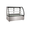 Curved Glass Refrigerated Display Case With Curved Glass Front And Stainless Steel Base For Cakes And Pastries