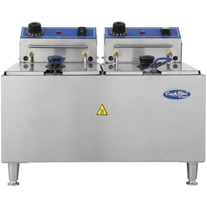 Cook Rite ACEF-32 Electric Countertop Fryer With Dual Fry Pots In Stainless Steel Construction