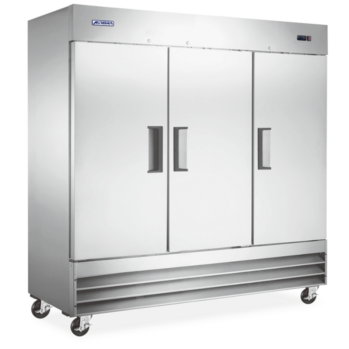 Réfrigérateur à trois portes en acier inoxydable Omcan Aurora de 81 po