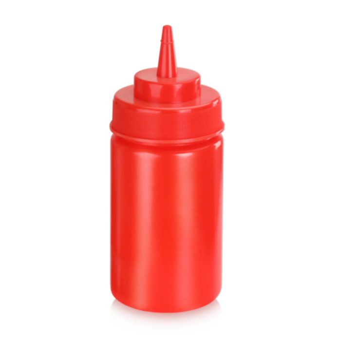 Omcan 48104 12 oz. Red Wide Mouth Condiment Squeeze Bottle