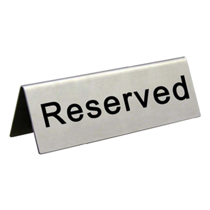 Omcan 80013 Reserved Tent Sign 4-3/4" x 1-3/4" Stainless Steel