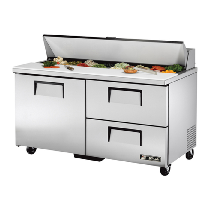 Table de préparation réfrigérée à sandwichs et salades True TSSU-60-16D-2-HC, 16 tiroirs, 60 pouces