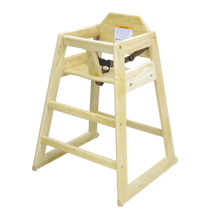 HCW-1KD Solid Hardwood Stackable Restaurant High Chair Natural Finish