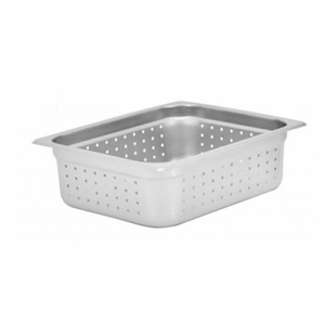 Alt Tag: Omcan 85204 Full Size 4-Inch Deep Anti-Jam Steam Pan perforated stainless steel full size steam table pan insert for buffets