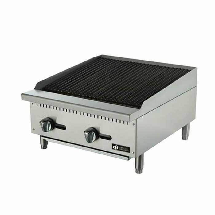 EFI RCTCB-24P 24 Inch Countertop Gas Lava Rock Charbroiler With Dual Control Knobs