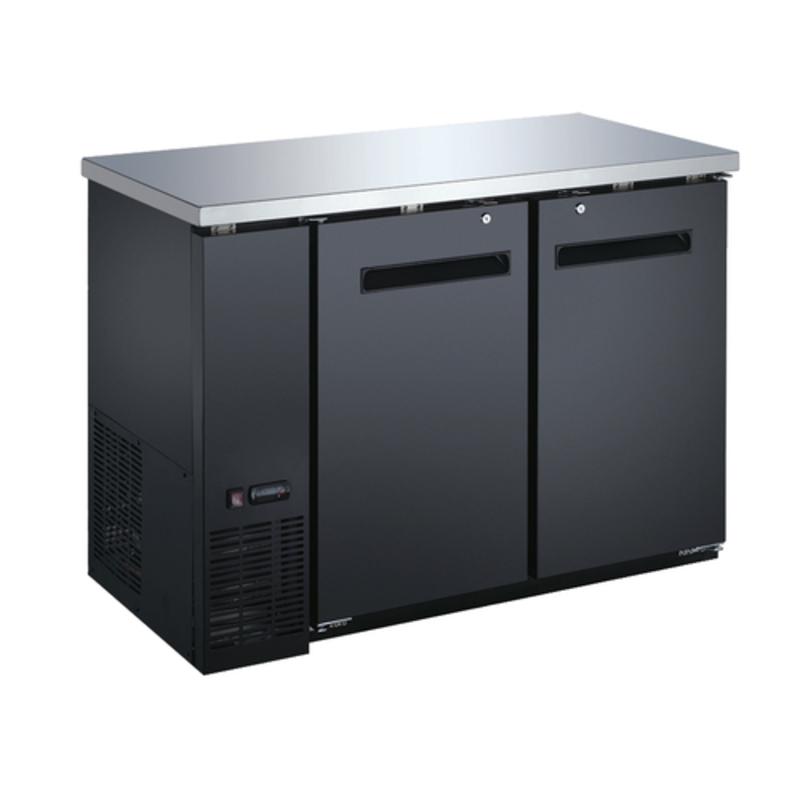 Omcan 50057 49-Inch Solid Door Refrigerated Back Bar Cooler With Stainless Steel Top and Two Doors