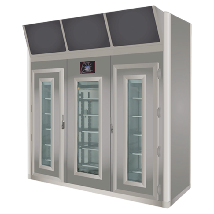 OMCAN 45344 Cabine de 400 kg pour la conservation et le vieillissement de la viande, armoire italienne 3 portes Maturmeat à sec avec portes vitrées