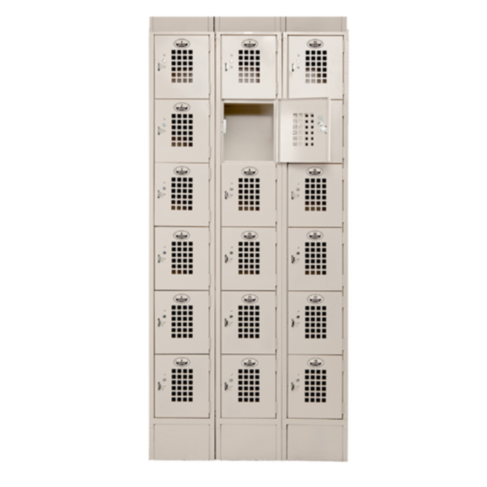 Casier ventilé à 6 niveaux, capacité de 18 casiers, dessus incliné, Winholt WL-618-ST