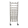 Alt Tag: Omcan Full-Height Mobile Aluminum Can Rack with 162 Can Capacity full-height aluminum can storage rack on casters, front view