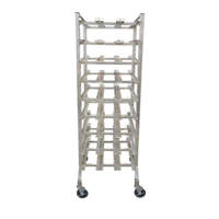 Alt Tag: Omcan Full-Height Mobile Aluminum Can Rack with 162 Can Capacity full-height aluminum can storage rack on casters, front view