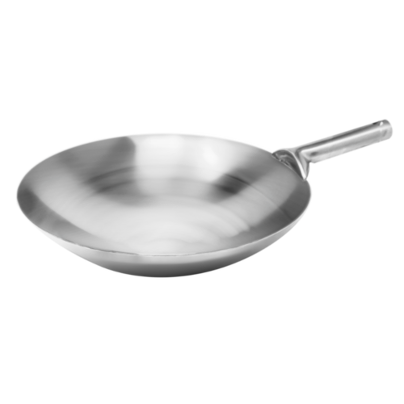 Étiquette alternative : Omcan 47542 Poêle commerciale commerciale en acier au carbone Omcan 47542, wok commercial avec un long manche pour la cuisson à haute température
