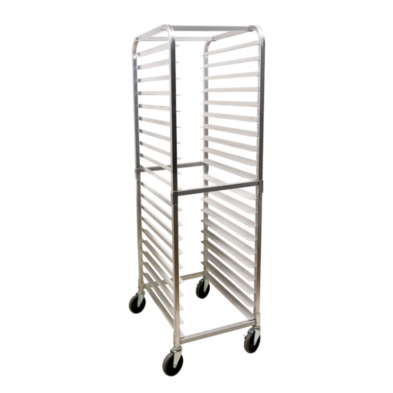 Omcan 48059 5 Rack Mobile Aluminum Bun Pan Rack Commercial rolling aluminum bakery sheet pan rack with casters