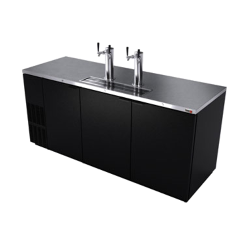 Fagor FDD-79-N-HC 80-Inch Three Door Direct Draw Beer Dispenser with dual tap tower, front-breathing commercial draft beer cooler