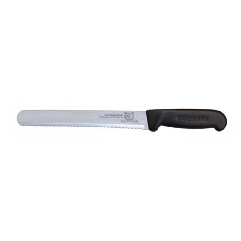 Omcan 12696 Professional Slicer Knife 12-Inch Wave Edge Blade, commercial deli slicing knife with 12-inch serrated blade and black handle