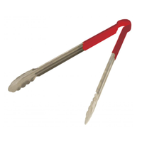 Omcan 80551 16" Stainless Steel Utility Tongs Red Handle