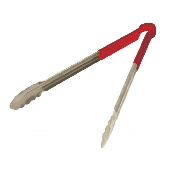 Omcan 80551 16" Stainless Steel Utility Tongs Red Handle