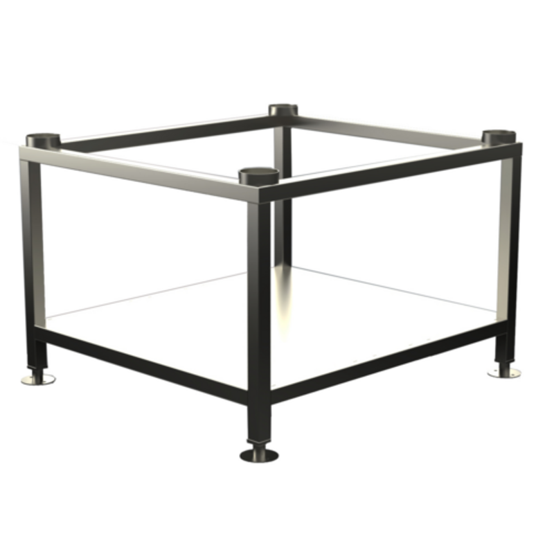 Combi Oven Stand With Shelf Designed For Stability In Commercial Kitchens, Made Of Durable Stainless Steel.