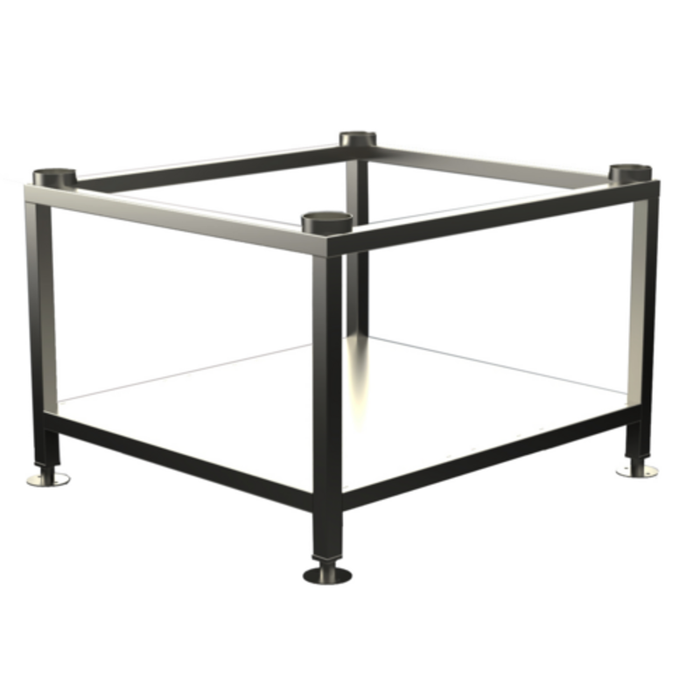 Combi Oven Stand With Shelf Designed For Stability In Commercial Kitchens, Made Of Durable Stainless Steel.