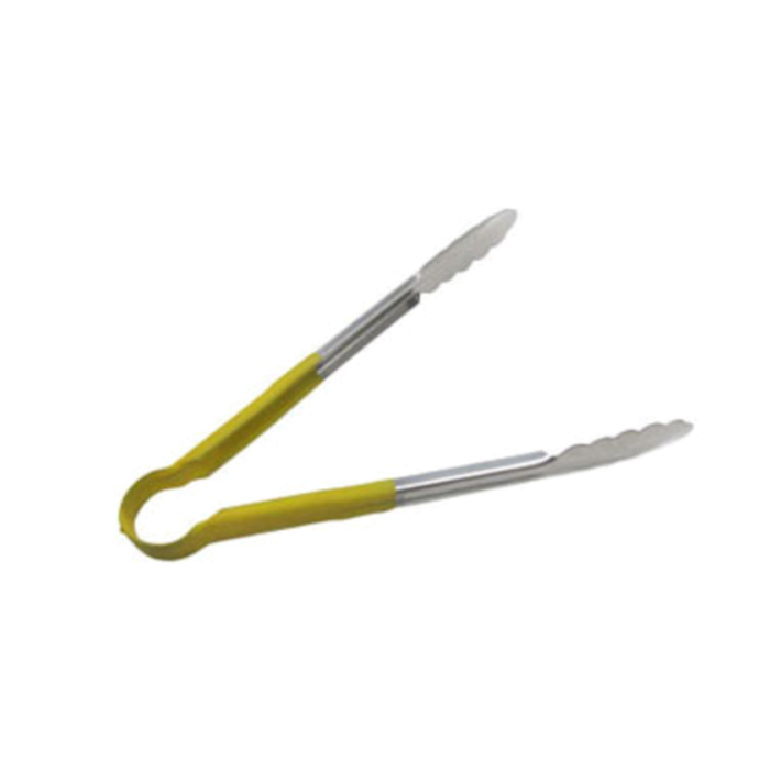 SEP-12YL Heavy-Duty Stainless Steel Scalloped Utility Tongs, 12" Long