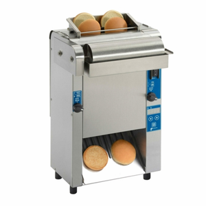 Antunes VCTM-2-9210913 Vertical Contact Conveyor Toaster With Toasting Buns In Commercial Kitchen Setting
