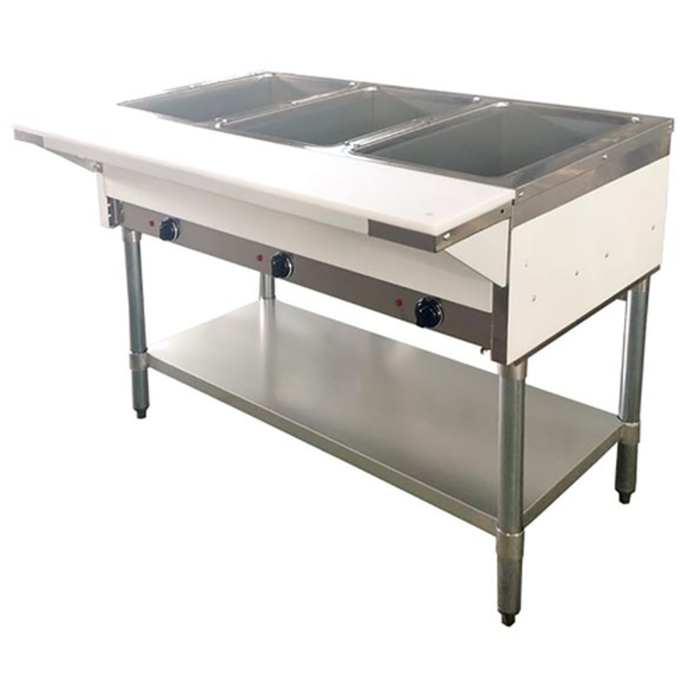 OMCAN 46574 Table à vapeur électrique ouverte à 3 bacs de 44 pouces