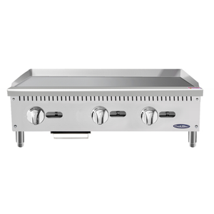 CookRite ATMG-36 Heavy Duty Gas Countertop Griddle With Four Knobs And Stainless Steel Finish