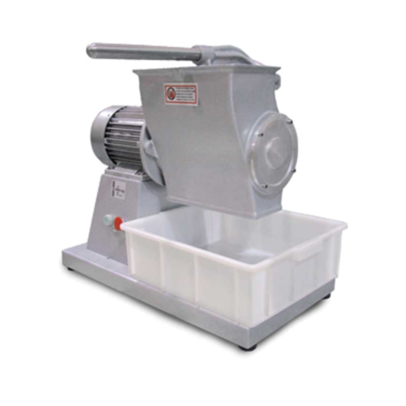 Alt Tag: Trento 39498 Electric Hard Cheese Grater 220 lbs/hour Capacity commercial stainless steel grater with collection bin
