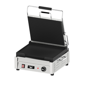 Omcan 42912 12" x 15" Single Electric Panini Grill Grooved