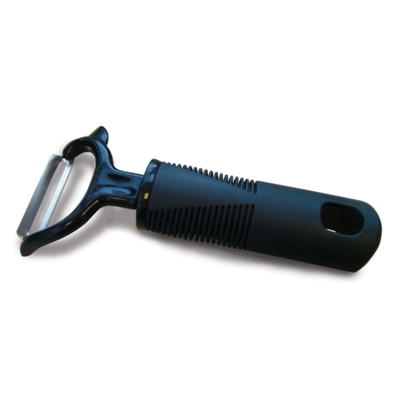 Stainless Steel Manual Vegetable Peeler With Black Ergonomic Handle For Easy And Efficient Peeling Of Fruits And Vegetables