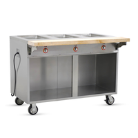 FWE HLC-3W6-1-DRN 51.5" Three Pan Electric Mobile Hot Food Counter