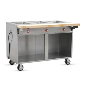 FWE HLC-3W6-1-DRN 51.5" Three Pan Electric Mobile Hot Food Counter