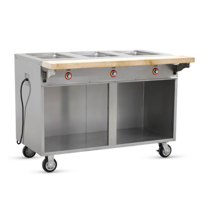FWE HLC-3W6-1-DRN 51.5" Three Pan Electric Mobile Hot Food Counter