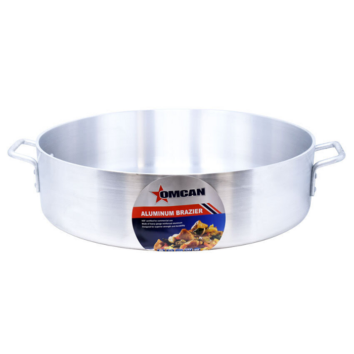 Alt Tag: Omcan 43361 Heavy-Duty 15 Qt. Stainless Steel Commercial Brazier Pan, heavy-duty commercial brazier pan with side handles