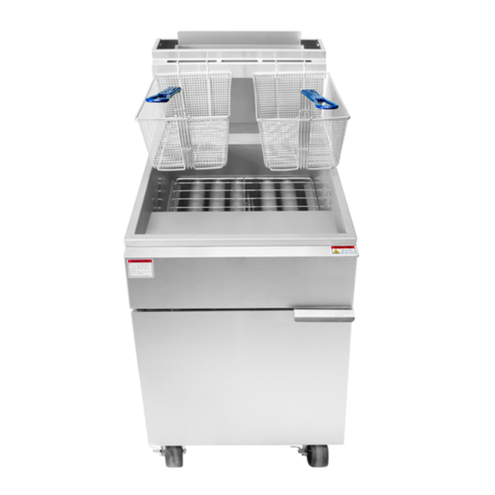 CookRite ATFS-75-NG Natural Gas Floor Fryer With Baskets And Large Oil Capacity For Commercial Cooking