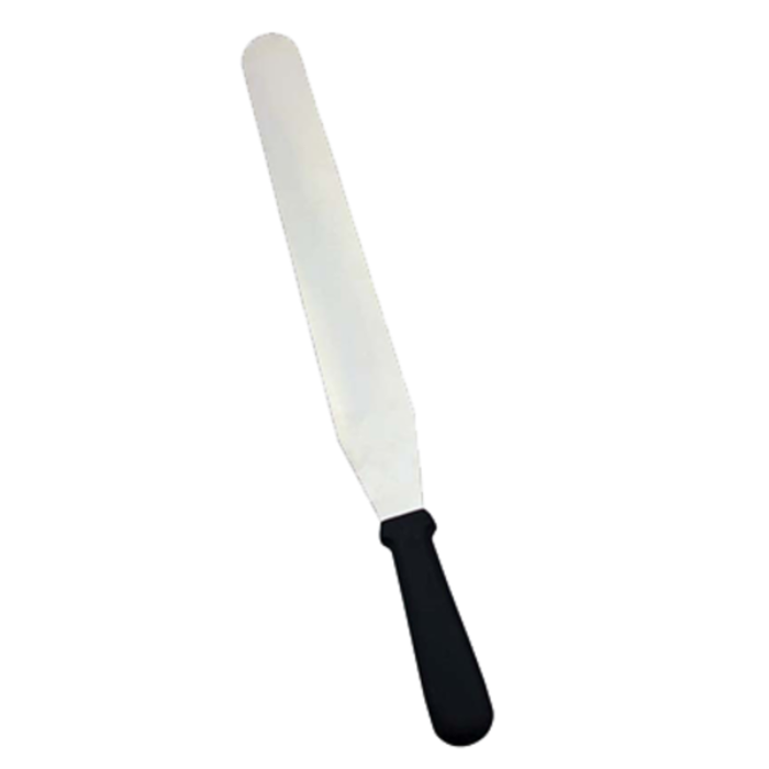 Alt Tag: Omcan 80001 Baker's Spatula with 10-Inch Stainless Steel Blade offset icing spatula with black handle