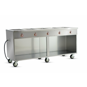 FWE HLC-5W6-1-DRN 77.5" Electric Mobile Hot Food Serving Counter