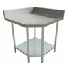 Stainless Steel Corner Work Table With Backsplash Ideal For Commercial Kitchens And Efficient Space Utilization