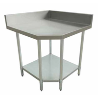 Stainless Steel Corner Work Table With Backsplash Ideal For Commercial Kitchens And Efficient Space Utilization