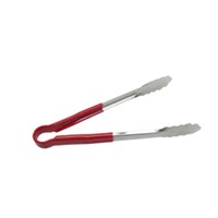 SEP-12RD 12" Heavy-Duty Stainless Steel Red Utility Tongs