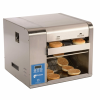 Antunes GST-2H-9210962 Gold Standard Horizontal Conveyor Toaster Displaying Toasted Buns On Dual-Belt System