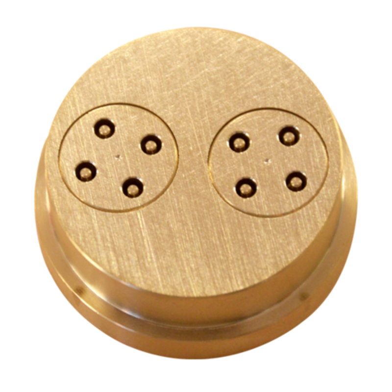 Omcan 45388 Rigatoni Pasta Shape Durable Bronze Accessory for Artisan Production bronze rigatoni pasta die attachment close-up