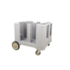 Omcan 80922 Adjustable Dish Caddy with Dividers 240-405 Plates Capacity grey polyethylene dish carrier cart with wheels