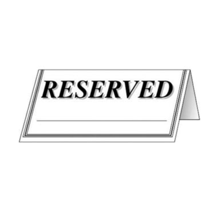 RES-48PK 6" x 3" White Varnished Cardboard Reserved Tabletop Signs