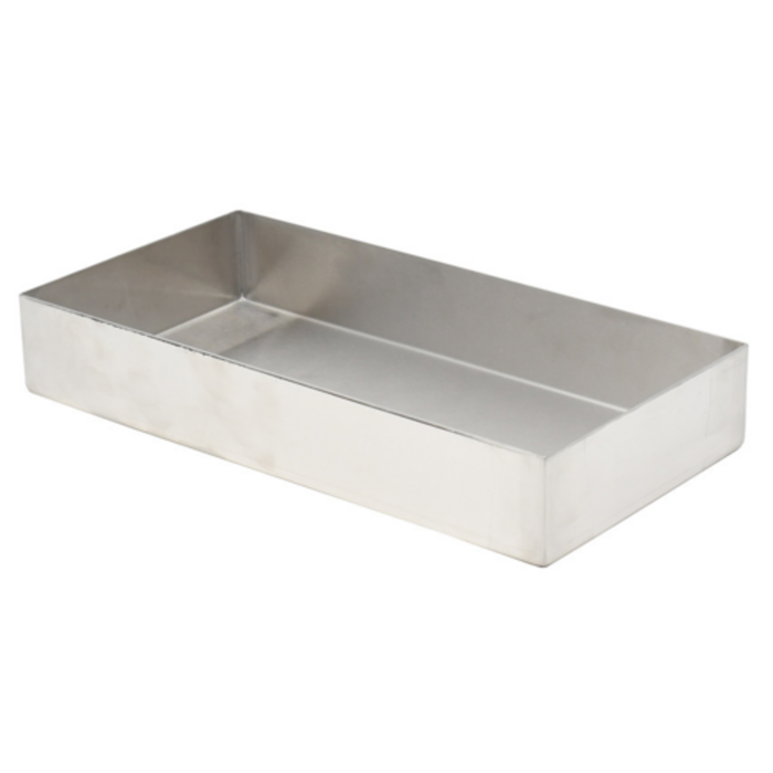 OMCAN 43075 Stainless Steel Merchandising Display Food Pan 6" x 14" stainless steel display pan for deli, buffet, and seafood counters