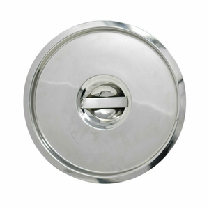 Balise alternatif : Omcan 44661 Acier inoxydable GN 1/6 Bain Marie Couvercle de casserole pour chauffe-aliments Vue supérieure du couvercle en acier inoxydable avec poignée