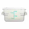 Durable Polypropylene Food Storage Container, Transparent with Measurement Markings, Ideal for Commercial Kitchens.
